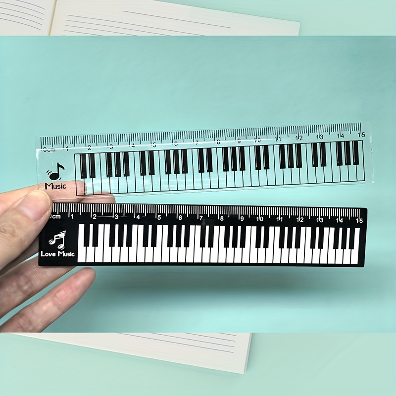 Ruler Set Transparent - 2 ชิ้น/เซ็ต 15 ซม. ไม้บรรทัดลายคีย์บอร์ดเปียโนสีดำโปร่งใสสเกลเซนติเมตรนักเรียนกลับไปโรงเรียนเครื่องเขียน
