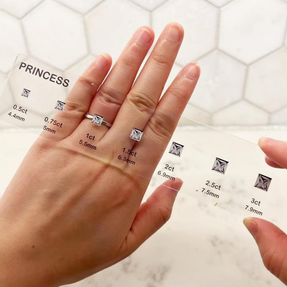 Ruler Set Transparent - ชุดไม้บรรทัดวัดขนาดเพชรเทียม 3 ชิ้น ไม้บรรทัดวัดขนาดเพชรเทียม อะคริลิกใส คู่มือขนาดเครื่องประดับ