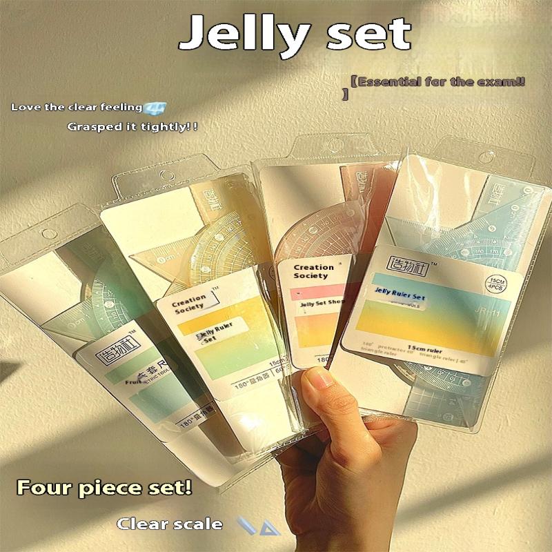 Ruler Set Transparent - ชุดไม้บรรทัดเจลลี่ 4 ชิ้น/ชุด ขนาด 15 ซม.