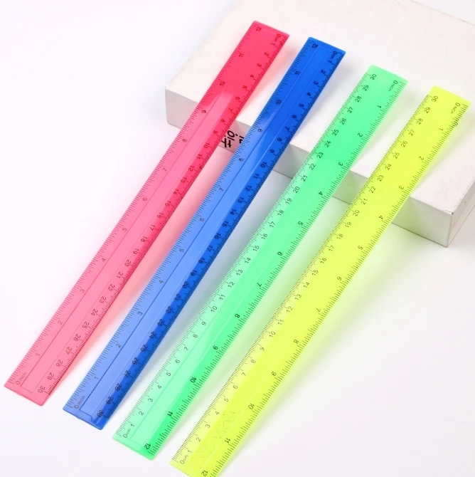 Ruler Set Transparent - 4 ชิ้น/แพ็คที่มีสีสันโปร่งใสพลาสติกไม้บรรทัดตรง 30cm Kawaii เครื่องเขียนอุปกรณ์สํานักงานโรงเรียนเด็กนักเรียนรางวัล