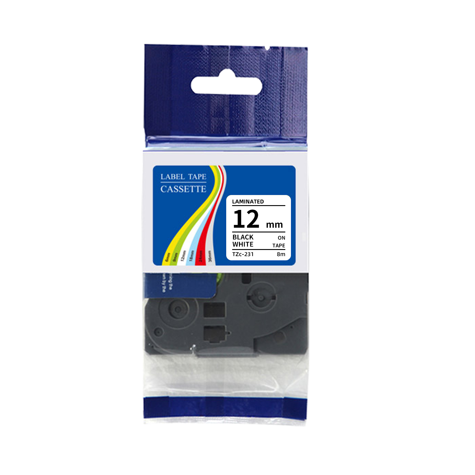 Label Printer Tape - เทปฉลาก TZe -231 ที่ใช้ร่วมกันได้ สีดำบนพื้นขาว 12