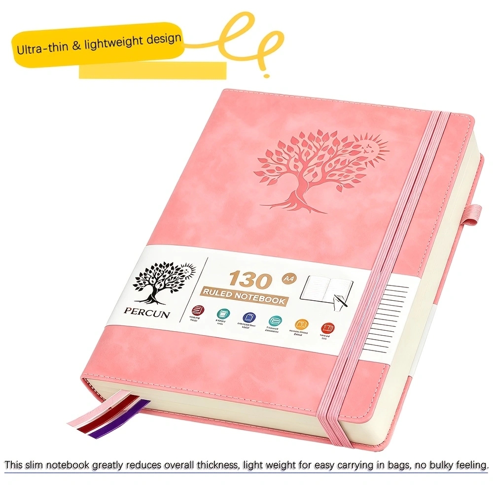 Journal Leather Hardcover - สมุดบันทึกปกแข็งแบบมีเส้นบรรทัดขนาด A4, ปกหนัง PU เทียม, สมุดบันทึกหนา