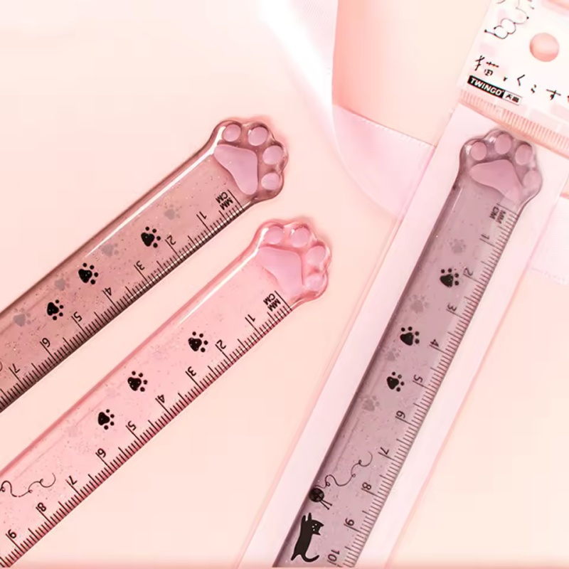 1 ชิ้น ไม้บรรทัดลายอุ้งเท้าแมว - Ruler Set Transparent บทวิจารณ์และราคา