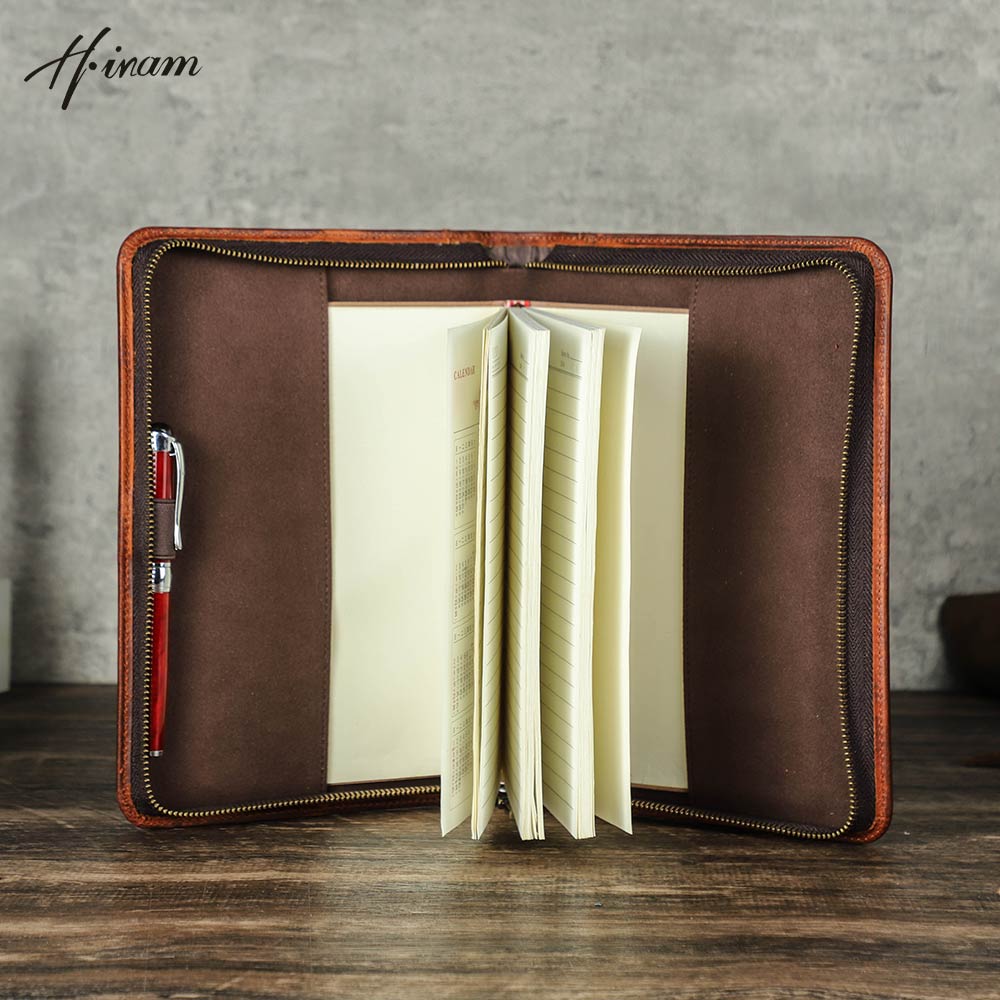 Retro หนังซิปคลัทช์ A5 ปกหนังส - Journal Leather Hardcover บทวิจารณ์และราคา